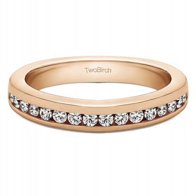 0.34 Carat Thin Channel Set Wedding Band in Rose Gold