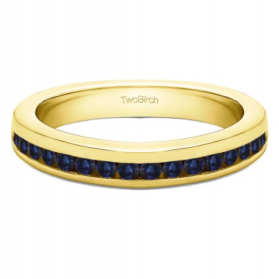 0.34 Carat Sapphire Thin Channel Set Wedding Band in Yellow Gold