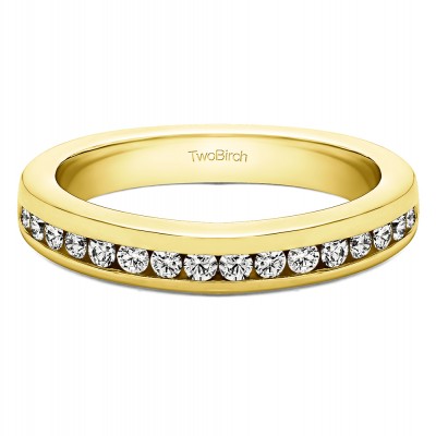 0.34 Carat Thin Channel Set Wedding Band in Yellow Gold