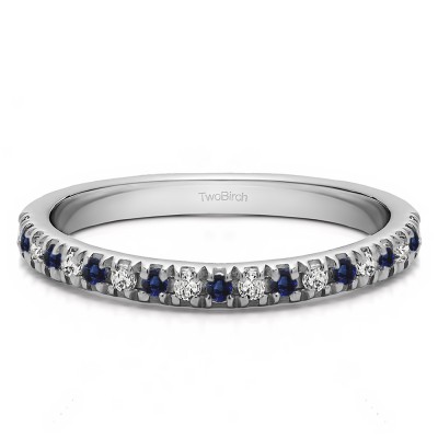 0.2 Carat Sapphire and Diamond Twenty Stone Domed French Cut Pave Set Wedding Ring