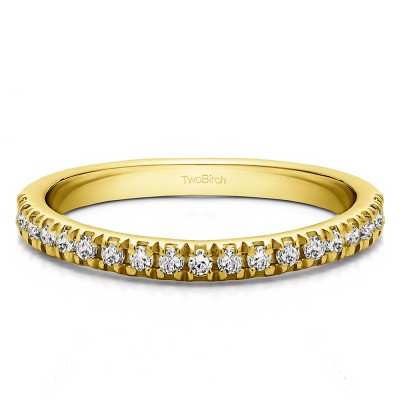 0.1 Carat Twenty Stone Domed French Cut Pave Set Wedding Ring in Yellow Gold
