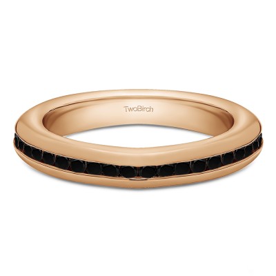 0.2 Carat Black Twenty Stone Thin Channel Set Wedding Ring  in Rose Gold