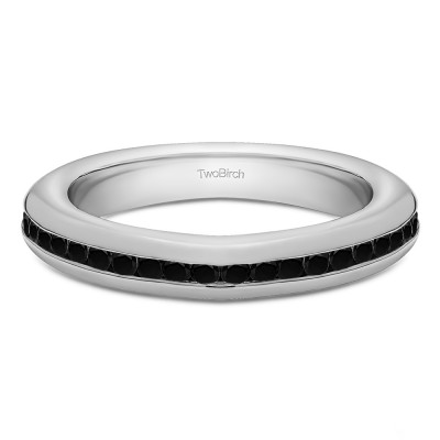 0.2 Carat Black Twenty Stone Thin Channel Set Wedding Ring