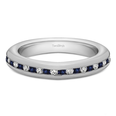 0.2 Carat Sapphire and Diamond Twenty Stone Thin Channel Set Wedding Ring