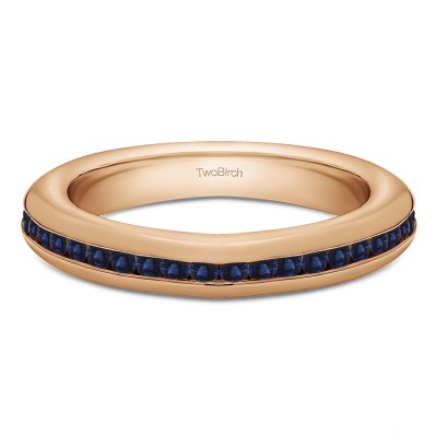 0.2 Carat Sapphire Twenty Stone Thin Channel Set Wedding Ring  in Rose Gold
