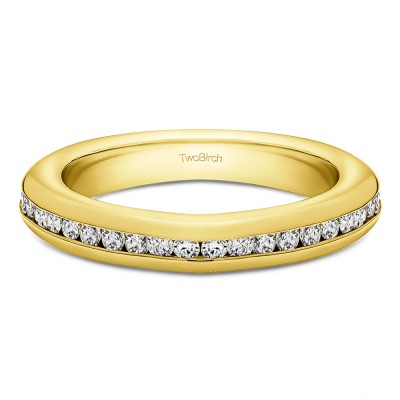 0.2 Carat Twenty Stone Thin Channel Set Wedding Ring  in Yellow Gold