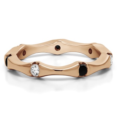 0.25 Carat Black and White Stackable Eternity Band  in Rose Gold