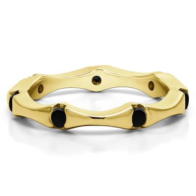 0.25 Carat Black Stackable Eternity Band  in Yellow Gold