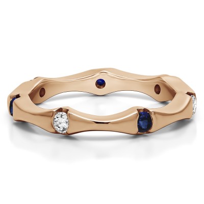 0.25 Carat Sapphire and Diamond Stackable Eternity Band  in Rose Gold
