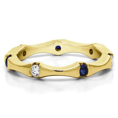 0.25 Carat Sapphire and Diamond Stackable Eternity Band  in Yellow Gold