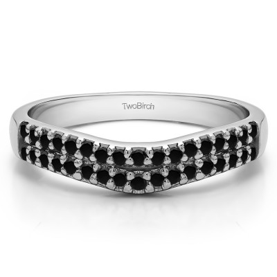 0.37 Ct. Black Double Row Shared Prong Contour Band