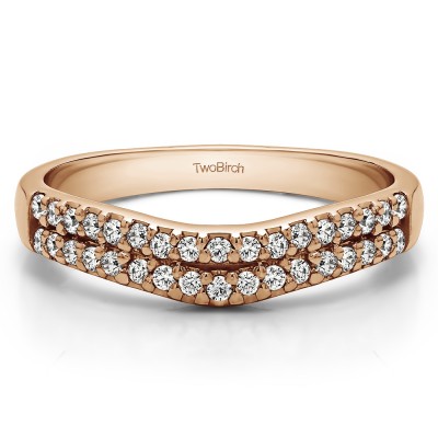 0.37 Ct. Double Row Shared Prong Contour Band in Rose Gold