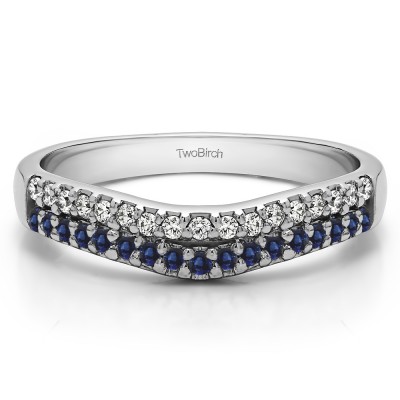 0.37 Ct. Sapphire and Diamond Double Row Shared Prong Contour Band