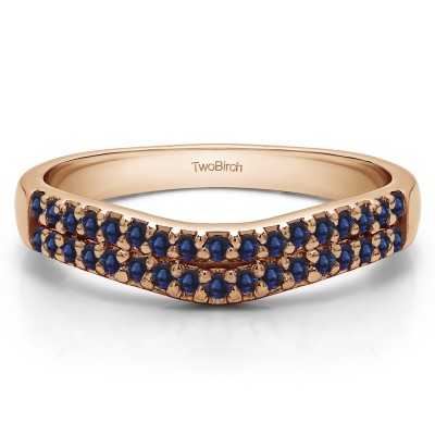 0.37 Ct. Sapphire Double Row Shared Prong Contour Band in Rose Gold