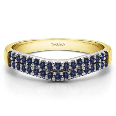 0.37 Ct. Sapphire Double Row Shared Prong Contour Band in Two Tone Gold
