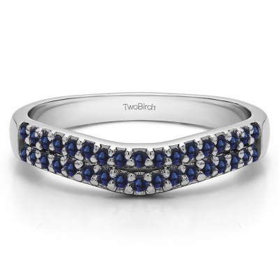 0.37 Ct. Sapphire Double Row Shared Prong Contour Band
