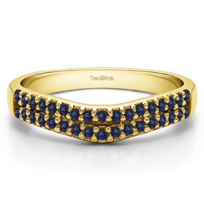 0.37 Ct. Sapphire Double Row Shared Prong Contour Band in Yellow Gold