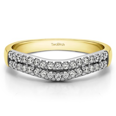 0.37 Ct. Double Row Shared Prong Contour Band in Two Tone Gold