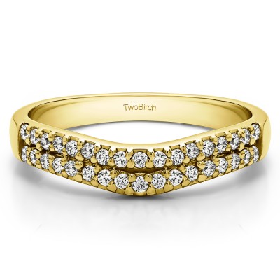 0.37 Ct. Double Row Shared Prong Contour Band in Yellow Gold