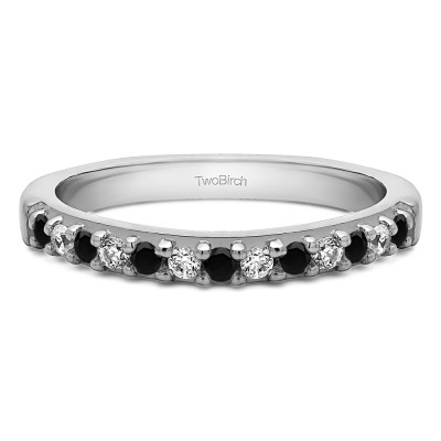 0.3 Carat Black and White Common Prong Thirteen Stone Wedding Ring