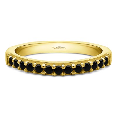 0.3 Carat Black Common Prong Thirteen Stone Wedding Ring in Yellow Gold