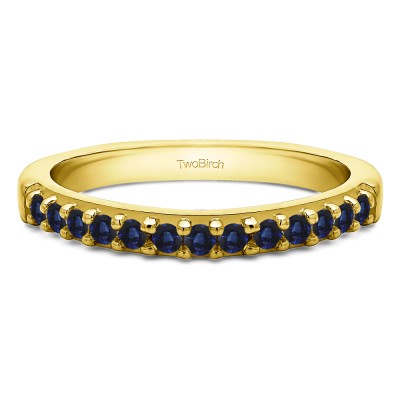 0.3 Carat Sapphire Common Prong Thirteen Stone Wedding Ring in Yellow Gold