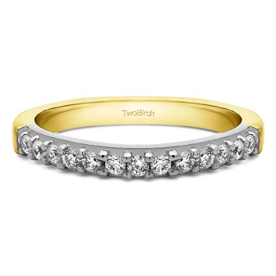 0.3 Carat Common Prong Thirteen Stone Wedding Ring in Two Tone Gold