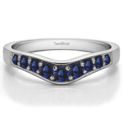 0.35 Ct. Sapphire Nine Stone Graduated Prong in Channel Contour Wedding Ring