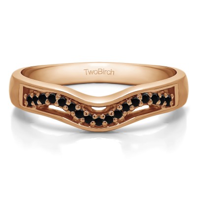 0.13 Ct. Black Round Prong Cut Out Twirl Contour Band in Rose Gold