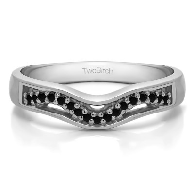 0.13 Ct. Black Round Prong Cut Out Twirl Contour Band