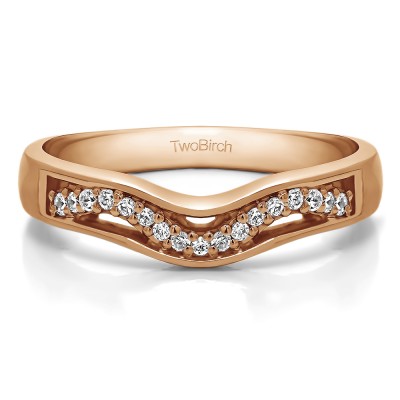 0.13 Ct. Round Prong Cut Out Twirl Contour Band in Rose Gold