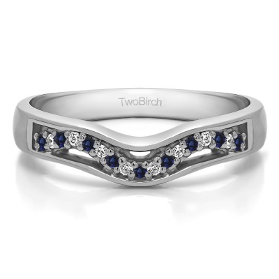0.13 Ct. Sapphire and Diamond Round Prong Cut Out Twirl Contour Band