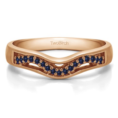 0.13 Ct. Sapphire Round Prong Cut Out Twirl Contour Band in Rose Gold