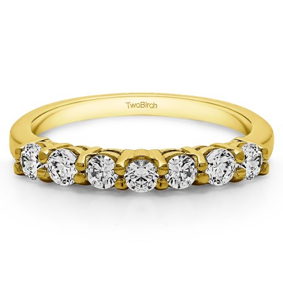 0.42 Carat 7 Stone Double Shared Prong Wedding Ring  in Yellow Gold