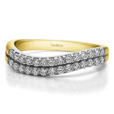 0.3 Carat Pave Set Double Row Wave Wedding Ring  in Two Tone Gold
