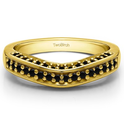 0.35 Ct. Black Three Sided Contour Band in Yellow Gold