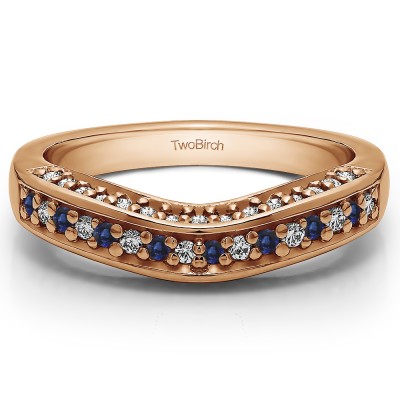 0.35 Ct. Sapphire and Diamond Three Sided Contour Band in Rose Gold