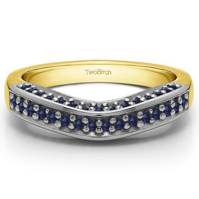 0.35 Ct. Sapphire Three Sided Contour Band in Two Tone Gold