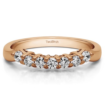 0.19 Ct. Pinched Shank Shared Prong Contour Band in Rose Gold