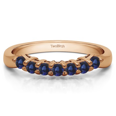 0.29 Ct. Sapphire Pinched Shank Shared Prong Contour Band in Rose Gold