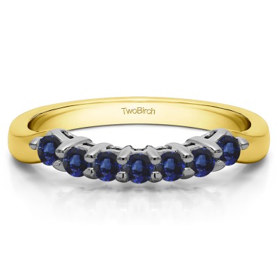 0.29 Ct. Sapphire Pinched Shank Shared Prong Contour Band in Two Tone Gold