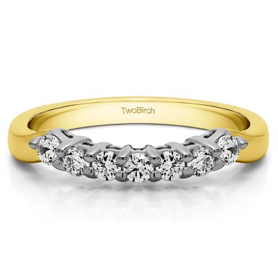 0.29 Ct. Pinched Shank Shared Prong Contour Band in Two Tone Gold