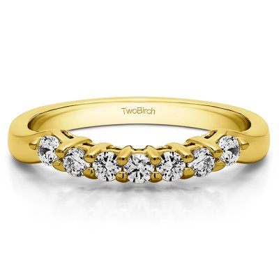 0.19 Ct. Pinched Shank Shared Prong Contour Band in Yellow Gold