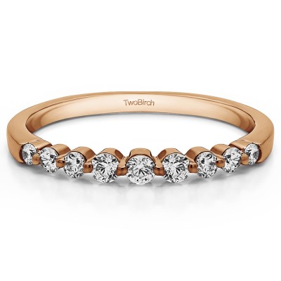 0.33 Carat Thin Shared Prong Wedding Band  in Rose Gold