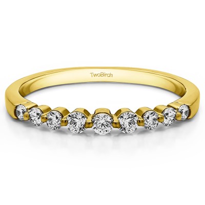 0.33 Carat Thin Shared Prong Wedding Band  in Yellow Gold