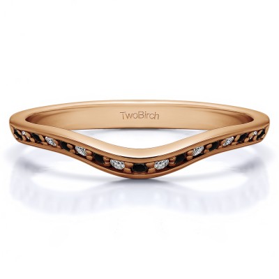 0.17 Ct. Black and White Thin Knife Edged Curved Anniversary Band  in Rose Gold