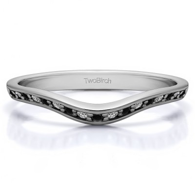 0.17 Ct. Black and White Thin Knife Edged Curved Anniversary Band