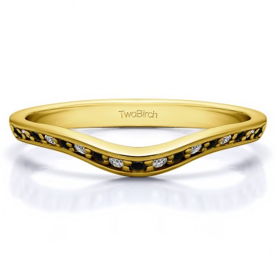 0.17 Ct. Black and White Thin Knife Edged Curved Anniversary Band  in Yellow Gold