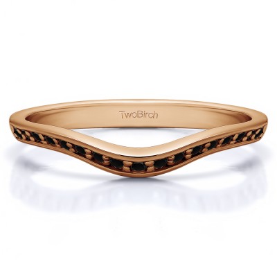 0.17 Ct. Black Thin Knife Edged Curved Anniversary Band  in Rose Gold