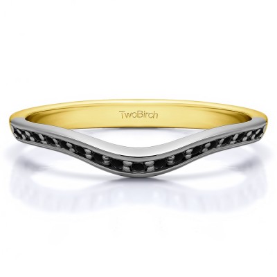 0.17 Ct. Black Thin Knife Edged Curved Anniversary Band  in Two Tone Gold